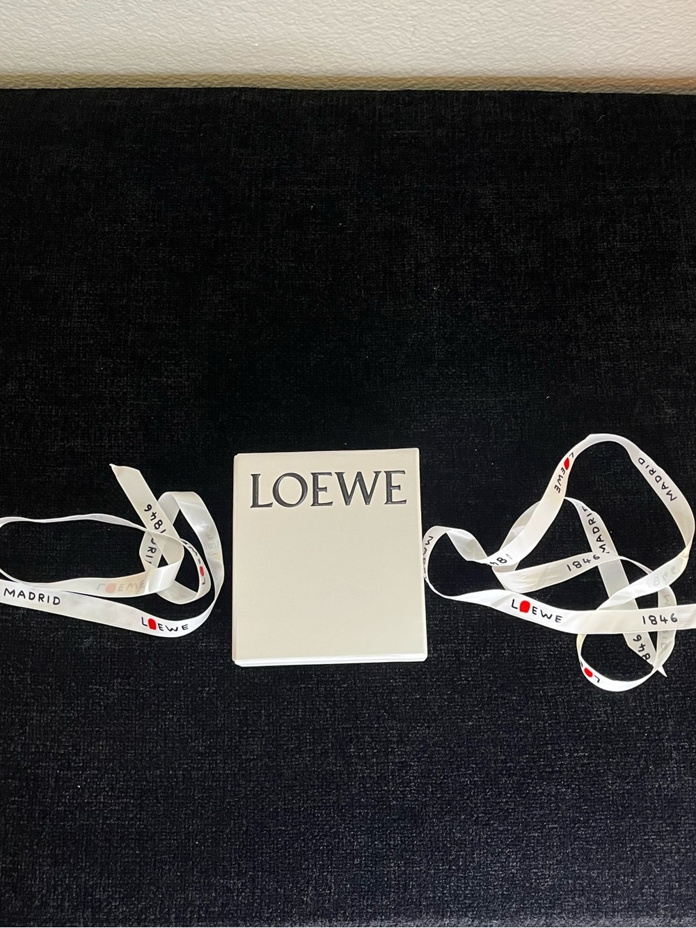 Loewe White Ribbon and Branded Empty Gift Box Set with Red Accent